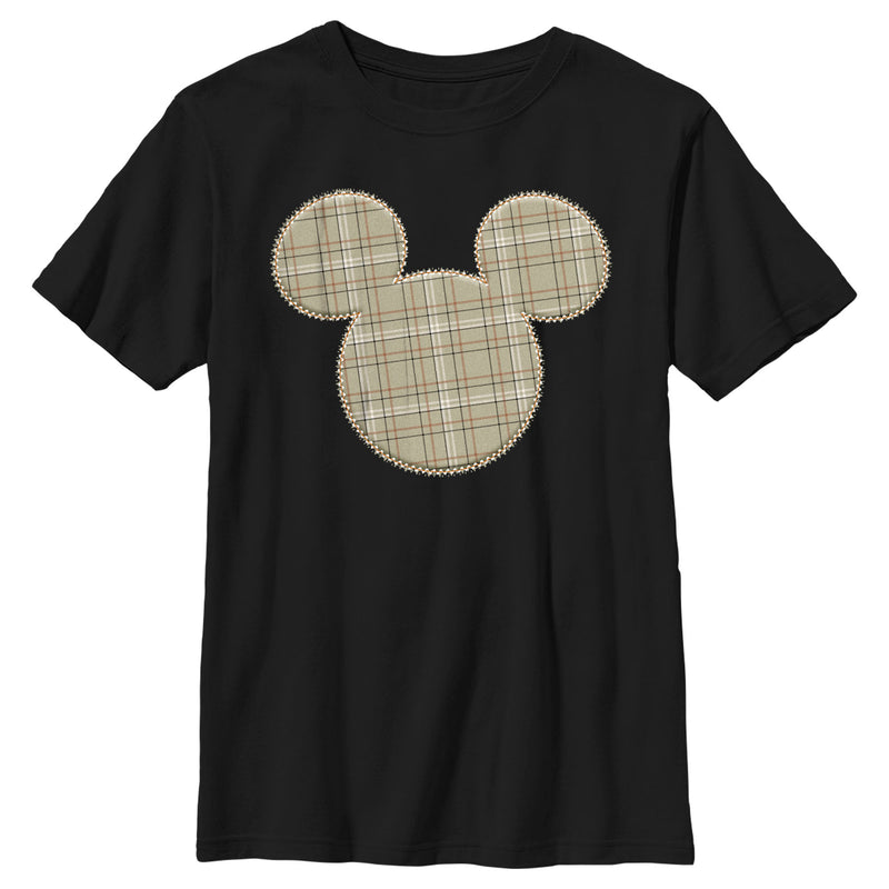 Boy's Mickey & Friends Mickey Mouse Plaid Silhouette T-Shirt