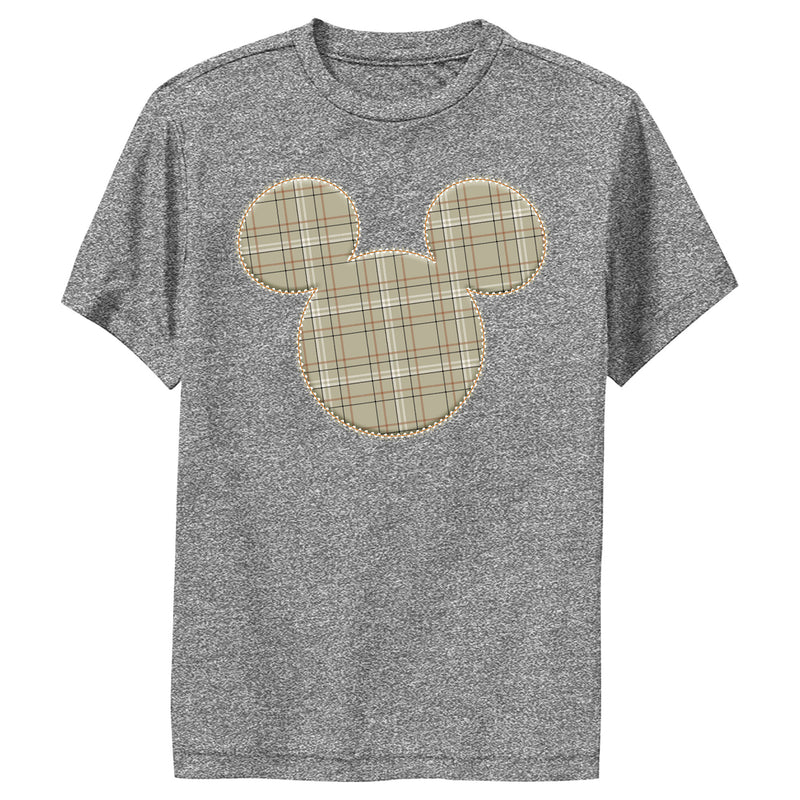 Boy's Mickey & Friends Mickey Mouse Plaid Silhouette Performance Tee