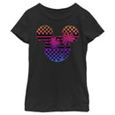 Girl's Mickey & Friends Mickey Mouse Neon Palm Trees Silhouette T-Shirt