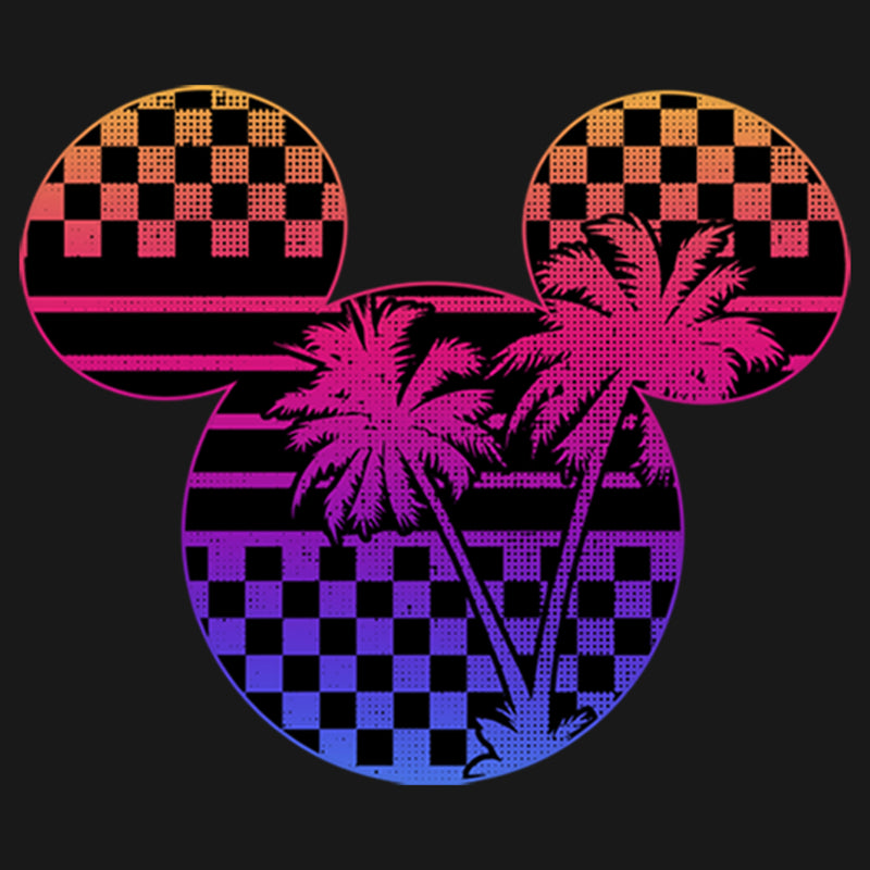 Girl's Mickey & Friends Mickey Mouse Neon Palm Trees Silhouette T-Shirt