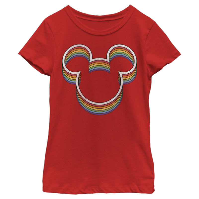 Girl's Mickey & Friends Mickey Mouse Rainbow Silhouette T-Shirt