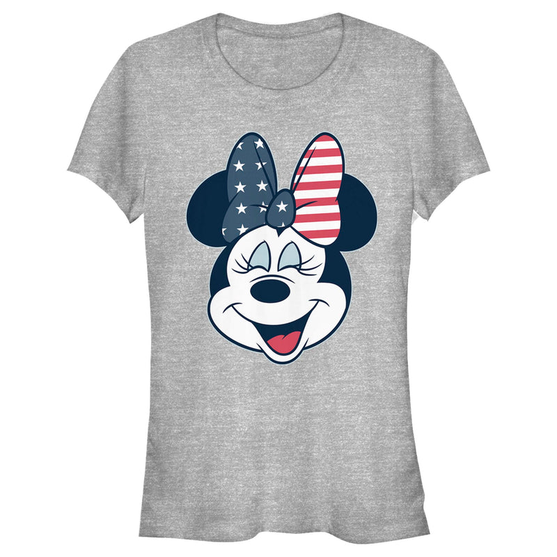 Junior's Mickey & Friends Minnie American Bow T-Shirt