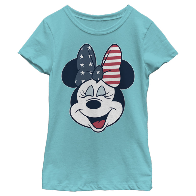 Girl's Mickey & Friends Minnie Mouse American Bow T-Shirt