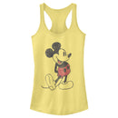 Junior's Mickey & Friends Distressed Mickey Mouse Pose Racerback Tank Top