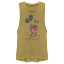 Junior's Mickey & Friends Distressed Mickey Mouse Pose Festival Muscle Tee