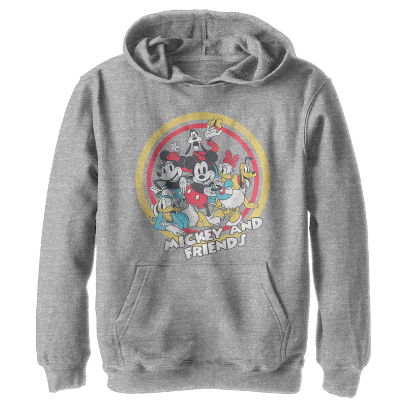 Boy's Mickey & Friends Mickey & Friends Retro Group Circle Pull Over Hoodie