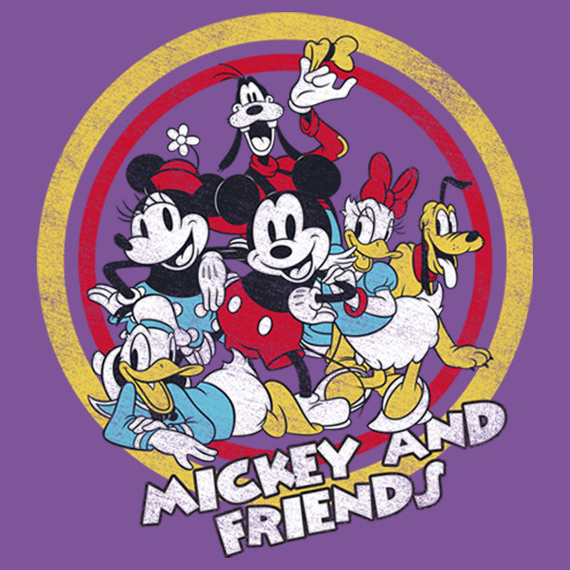 Girl's Mickey & Friends Mickey & Friends Retro Group Circle T-Shirt