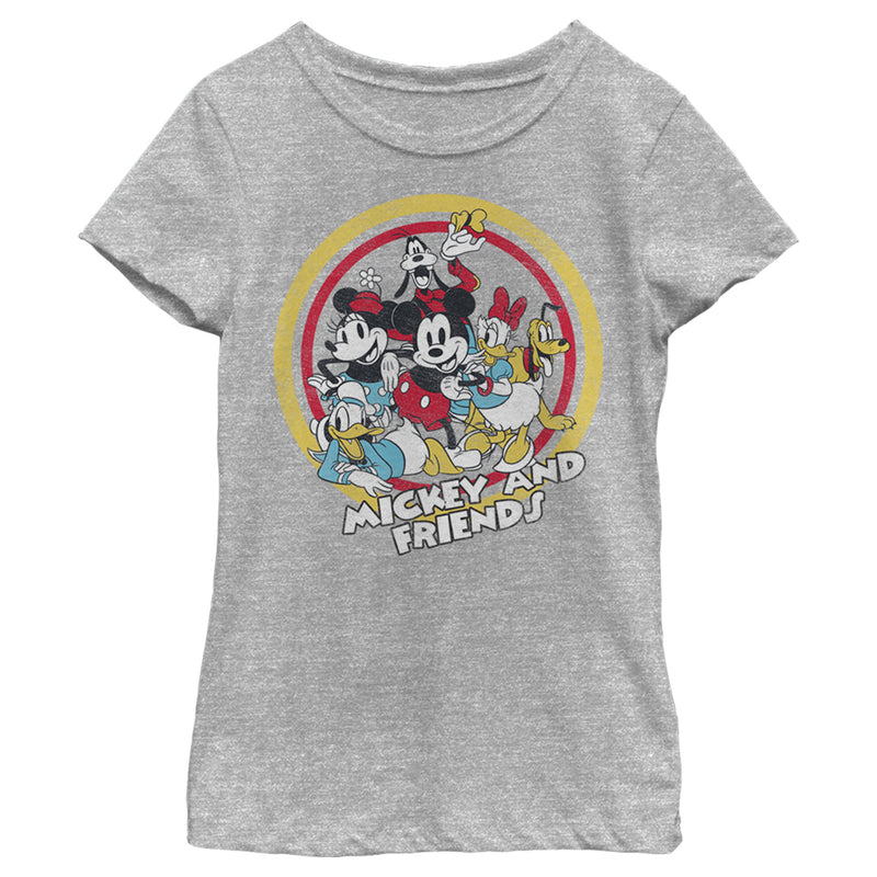 Girl's Mickey & Friends Mickey & Friends Retro Group Circle T-Shirt