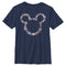 Boy's Mickey & Friends Mickey Mouse Floral Outline Silhouette T-Shirt