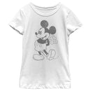 Girl's Mickey & Friends Mickey Mouse Black and White Flowers T-Shirt