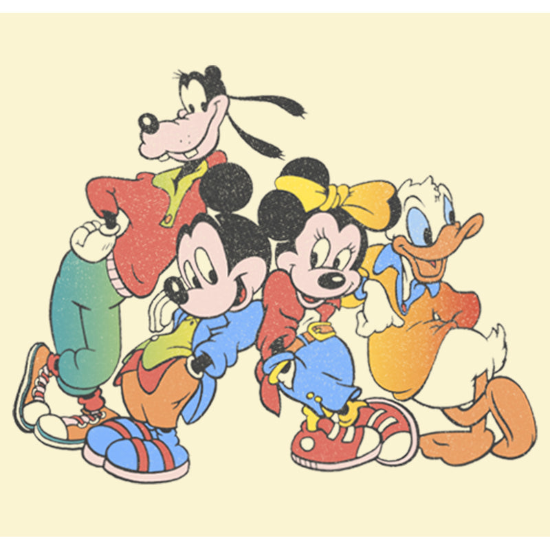 Men's Mickey & Friends Colorful Group Shot Distressed T-Shirt