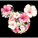 Junior's Mickey & Friends Pink Floral Mickey Mouse Logo T-Shirt