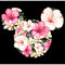 Junior's Mickey & Friends Pink Floral Mickey Mouse Logo T-Shirt