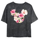 Junior's Mickey & Friends Pink Floral Mickey Mouse Logo T-Shirt