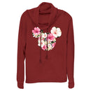 Junior's Mickey & Friends Pink Floral Mickey Mouse Logo Cowl Neck Sweatshirt