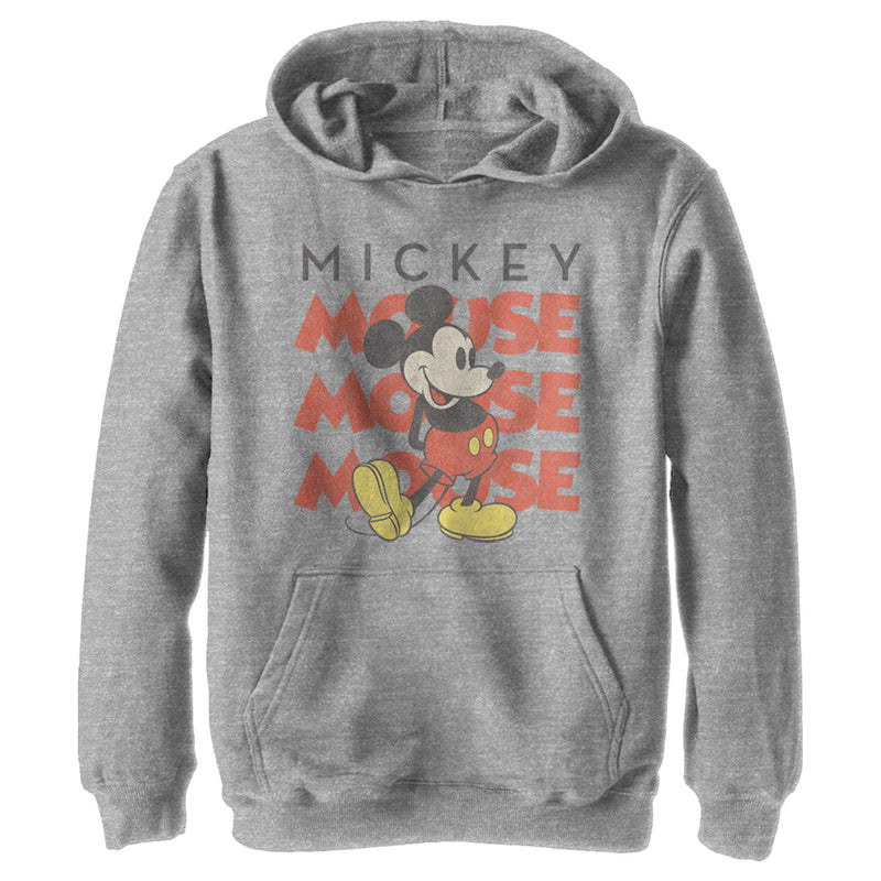 Boy's Mickey & Friends Mickey Mouse Name Stack Distressed Pull Over Hoodie