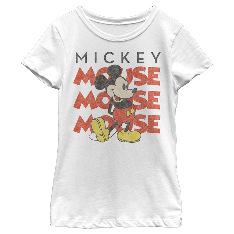 Girl's Mickey & Friends Mickey Mouse Name Stack Distressed T-Shirt