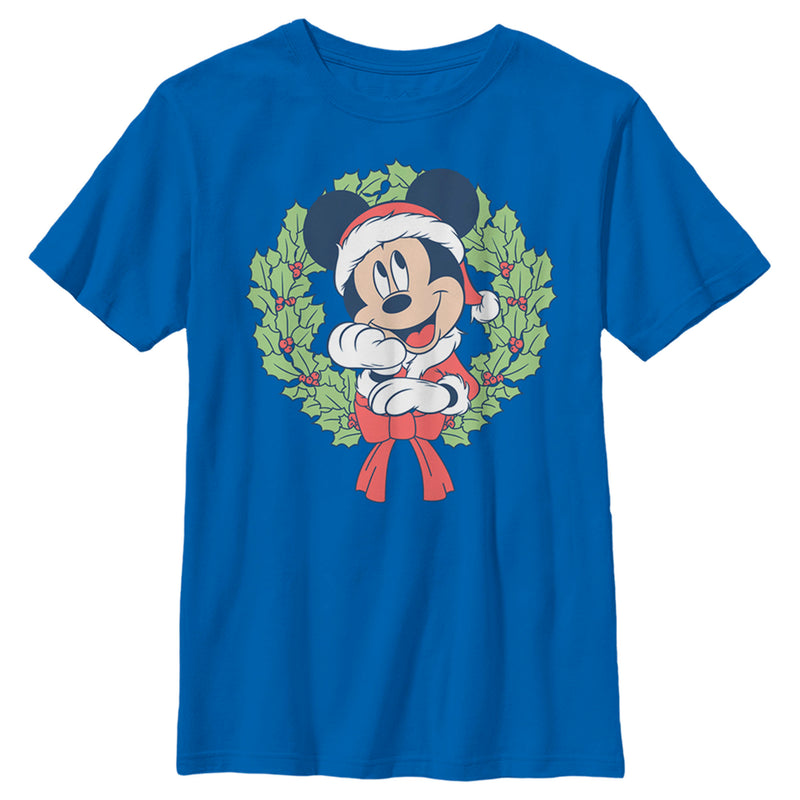 Boy's Mickey & Friends Mickey Mouse Christmas Wreath T-Shirt