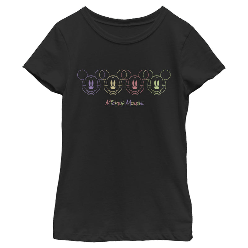 Girl's Mickey & Friends Mickey Mouse Neon Repeating T-Shirt