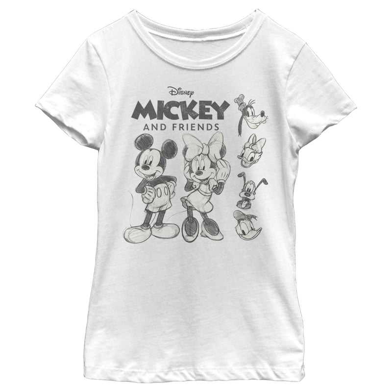 Girl's Mickey & Friends Mickey and Friends Sketch T-Shirt