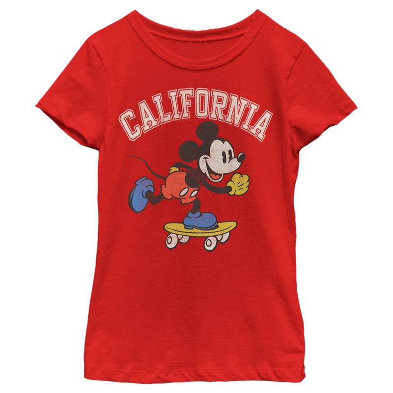 Girl's Mickey & Friends Mickey Mouse California Skateboard T-Shirt