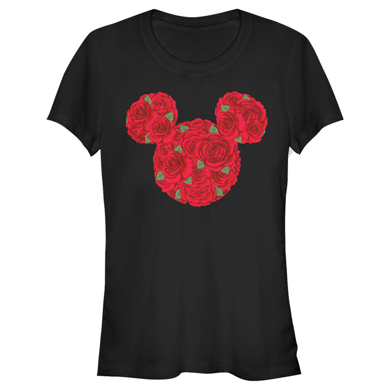 Junior's Mickey & Friends Rose Silhouette T-Shirt