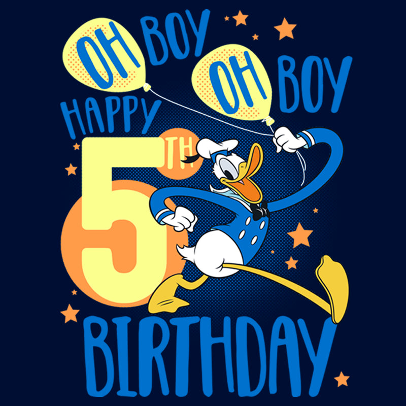 Boy's Mickey & Friends Donald Duck Oh Boy Happy 5th Birthday T-Shirt