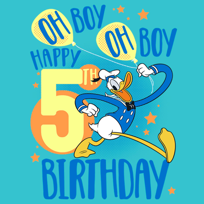 Girl's Mickey & Friends Donald Duck Oh Boy Happy 5th Birthday T-Shirt