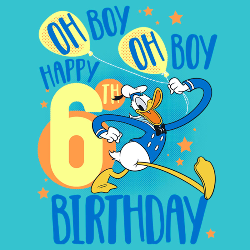 Girl's Mickey & Friends Donald Duck Oh Boy Happy 6th Birthday T-Shirt