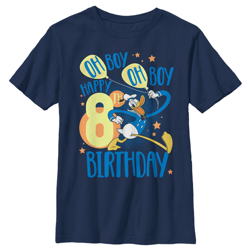 Boy's Mickey & Friends Donald Duck Oh Boy Happy 8th Birthday T-Shirt