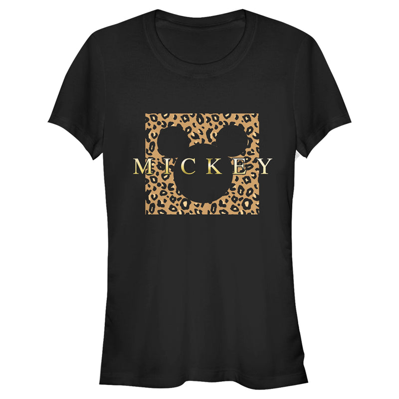 Junior's Mickey & Friends Leopard Square T-Shirt