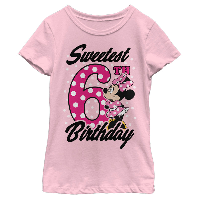 Girl's Mickey & Friends Sweetest 6th Birthday Dots T-Shirt