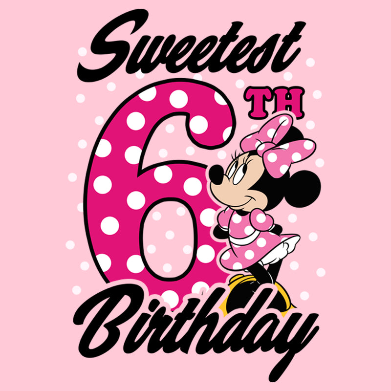 Girl's Mickey & Friends Sweetest 6th Birthday Dots T-Shirt