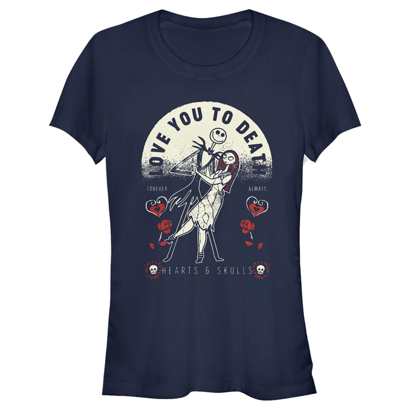 Junior's The Nightmare Before Christmas Valentine's Day Jack and Sally Love You to Death T-Shirt