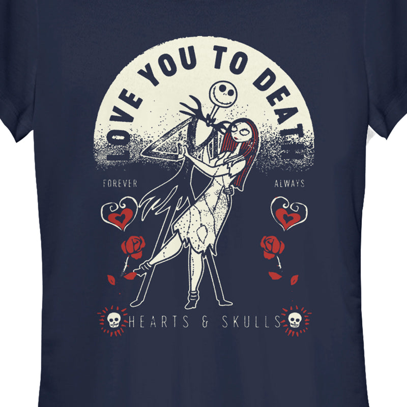 Junior's The Nightmare Before Christmas Valentine's Day Jack and Sally Love You to Death T-Shirt
