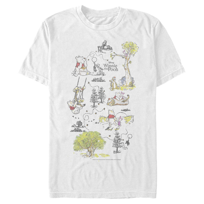 Men's Winnie the Pooh Hundred Acre Woods Storybook Map T-Shirt