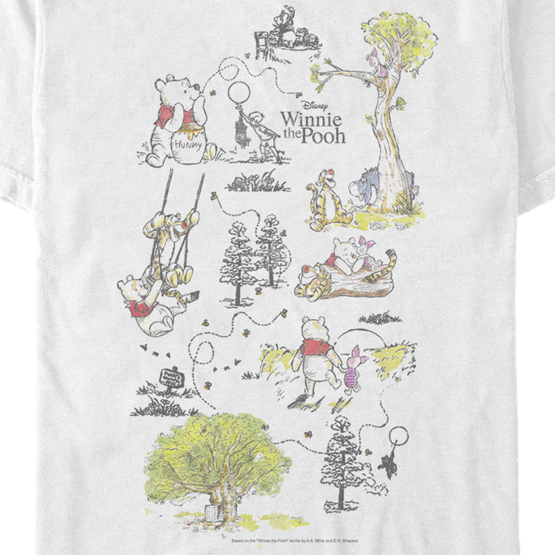 Men's Winnie the Pooh Hundred Acre Woods Storybook Map T-Shirt