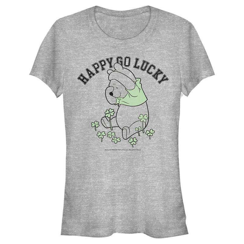 Junior's Winnie the Pooh St. Patrick's Day Happy Go Lucky T-Shirt