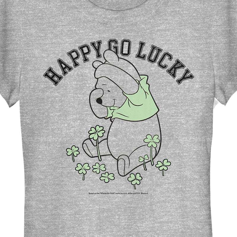 Junior's Winnie the Pooh St. Patrick's Day Happy Go Lucky T-Shirt