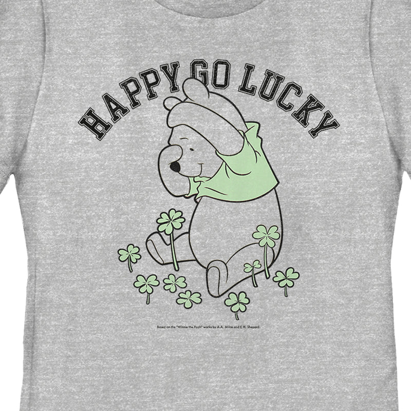 Women's Winnie the Pooh St. Patrick's Day Happy Go Lucky T-Shirt