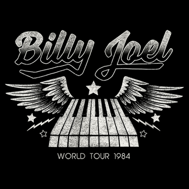 Boy's Billy Joel World Tour 1984 Black and White T-Shirt