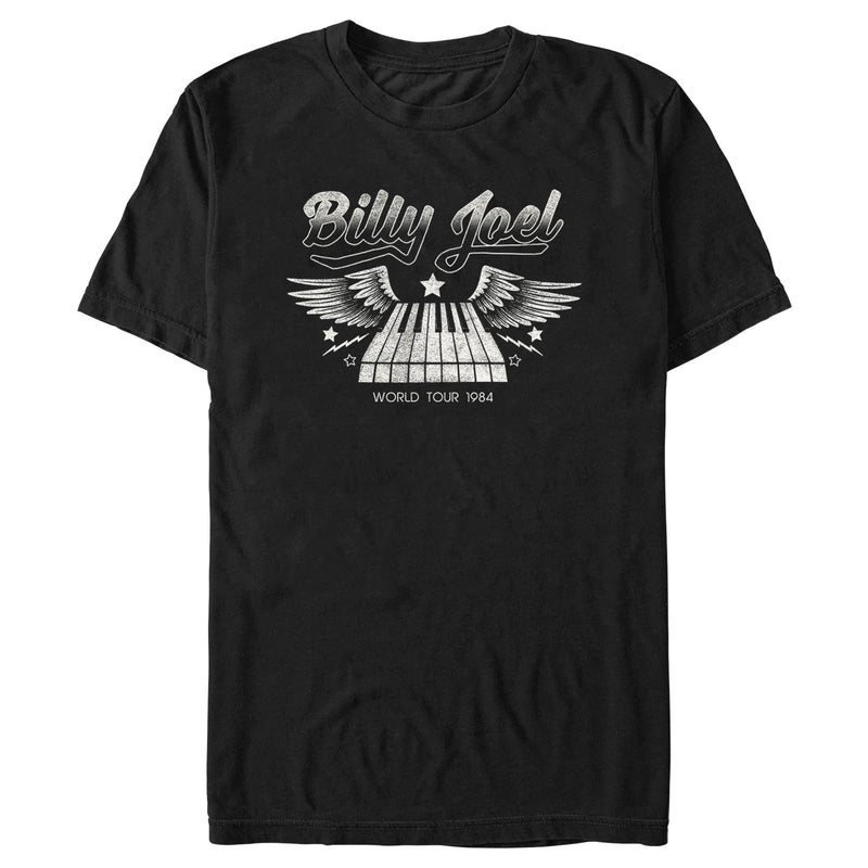 Men's Billy Joel World Tour 1984 Black and White T-Shirt