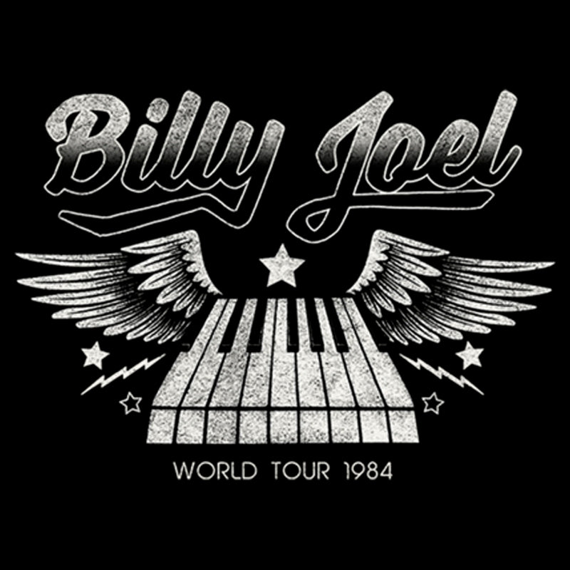 Men's Billy Joel World Tour 1984 Black and White T-Shirt