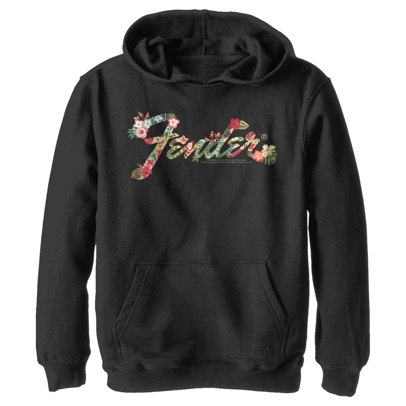 Boy's Fender Tropical Floral Logo Pull Over Hoodie