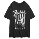 Junior's Fender Distressed Black and White Flag T-Shirt