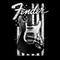 Junior's Fender Distressed Black and White Flag T-Shirt