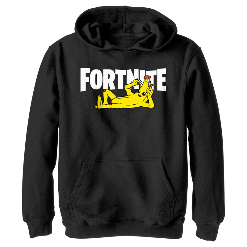 Boy s Fortnite Peel Yourself Logo Pull Over Hoodie Black Medium