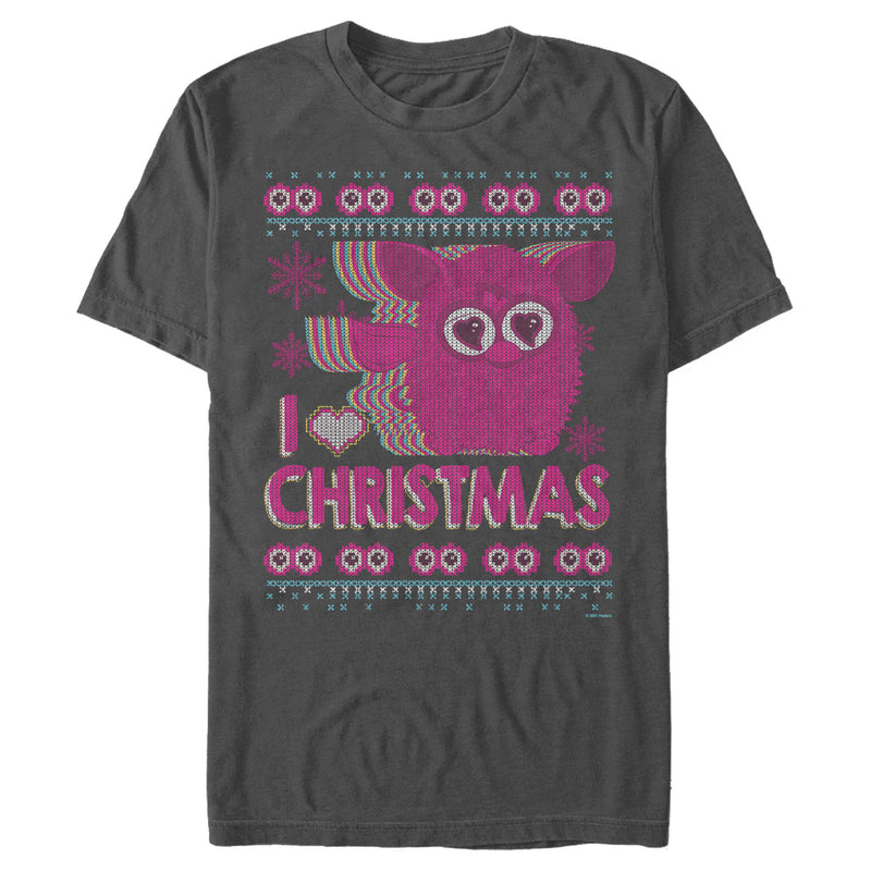 Men's Furby I Heart Christmas Ugly Sweater Print T-Shirt