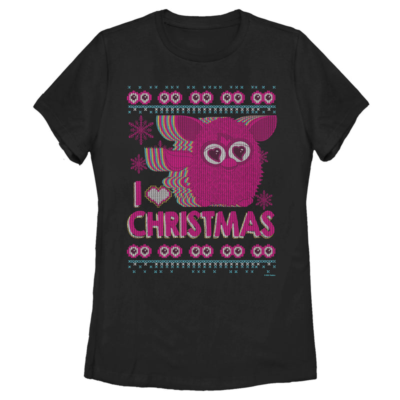 Women's Furby I Heart Christmas Ugly Sweater Print T-Shirt