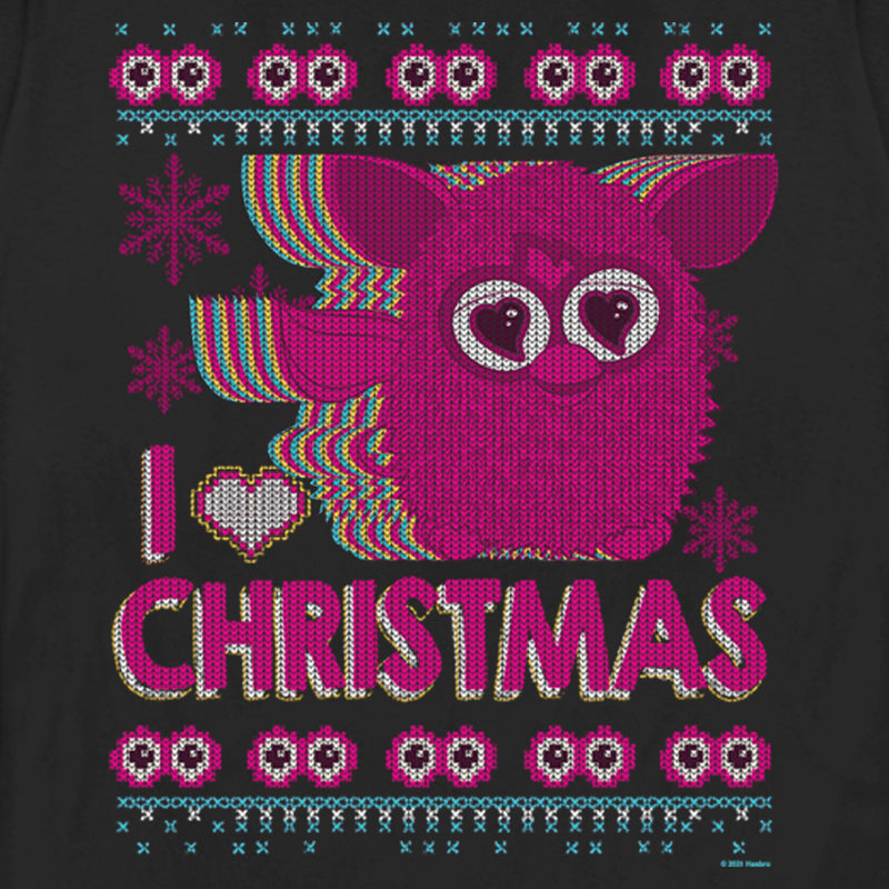 Women's Furby I Heart Christmas Ugly Sweater Print T-Shirt